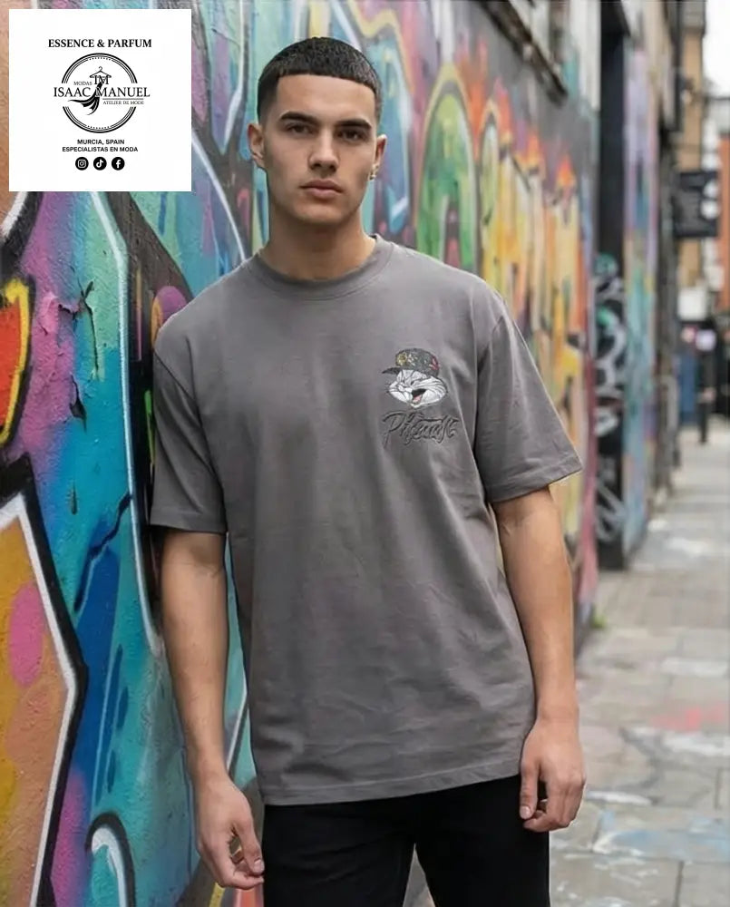 Camiseta Oversize Bugs Bunny Gángster | Streetwear Gráfico Unisex Camiseta hombre