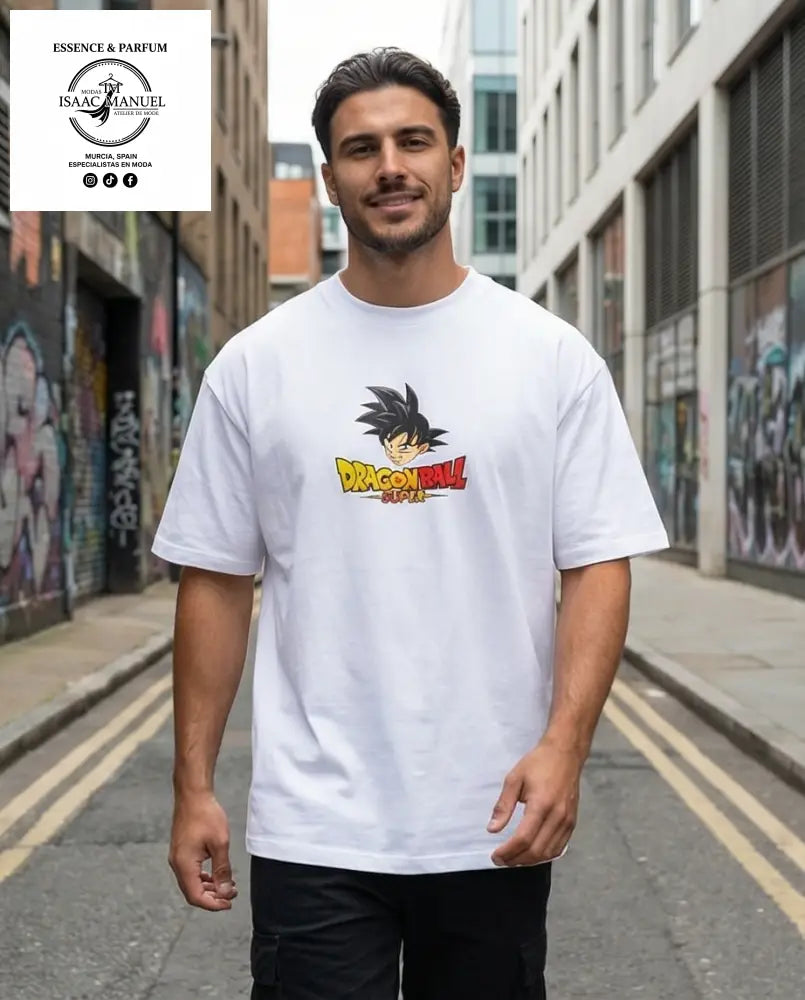 Camiseta oversize hombre Dragon Ball Super Goku gris oscuro - logo pecho - comprar en Españ