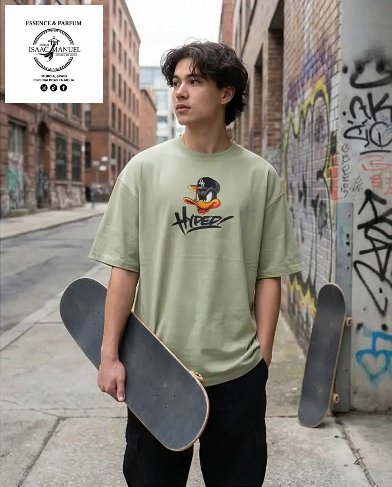 Camiseta Oversize ’Hyped’ Duck – Edición Street Urban QQ2329 Camiseta hombre