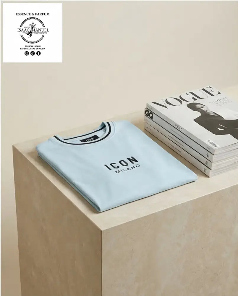 Camiseta Oversize Icon Milano Hombre | Tallas S M L XL. QQ2297 Azul CELESTE / S Camisetas