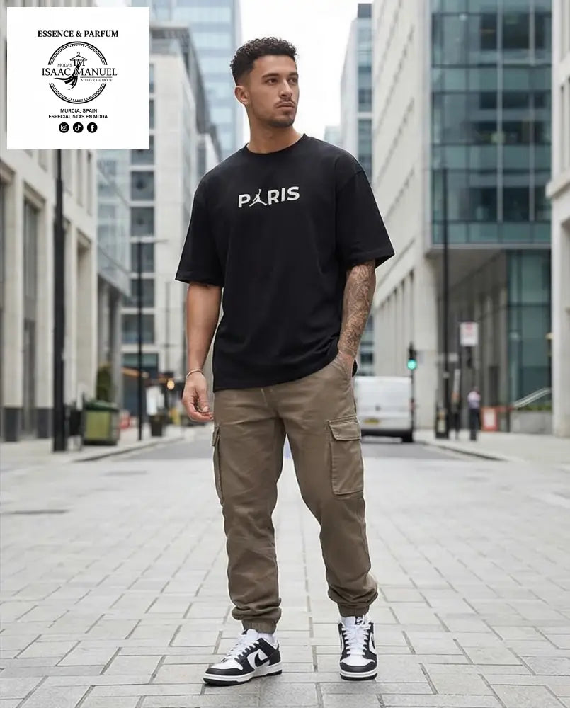 Camiseta Oversize Paris Jumpman | Hombre | S M L XL QQ2377 Negro / S Camisetas