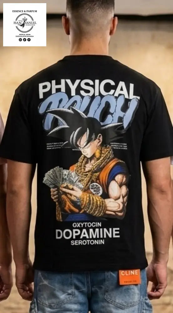 Camiseta Streetwear ’Physical Touch’ Goku – Camiseta Anime Urbana de Algodón AH7925 Negro / S Camiseta hombre