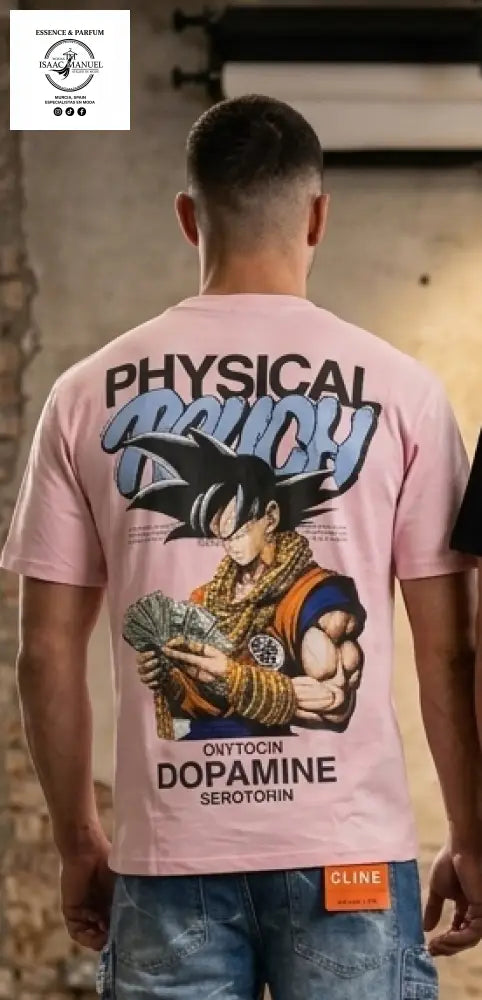 Camiseta Streetwear ’Physical Touch’ Goku – Camiseta Anime Urbana de Algodón AH7925 Rosa / S Camiseta hombre