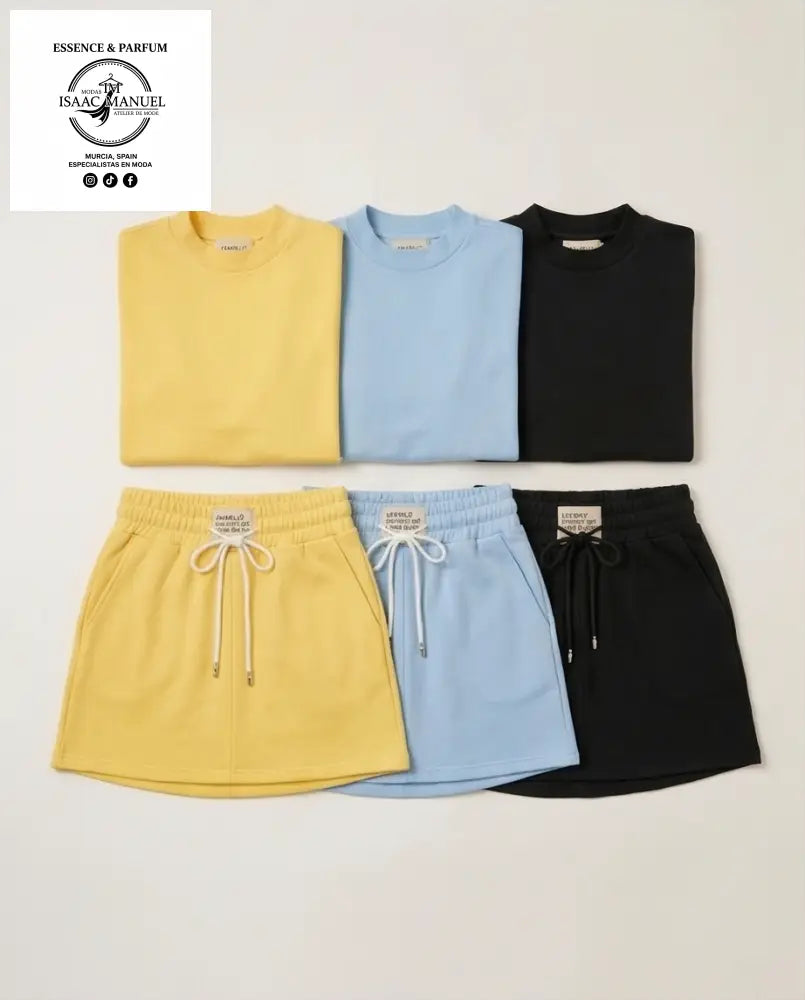 Conjunto Camiseta y Falda Pantalón Deportiva | Negro Amarillo y Azul 25832 Conjunto