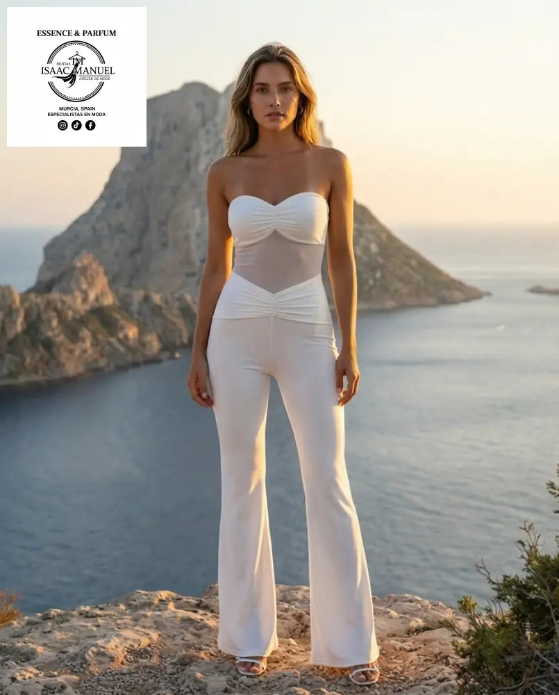 Conjunto enterizo mujer blanco azul cielo talla única – look elegante verano Modas Isaac Manuel
