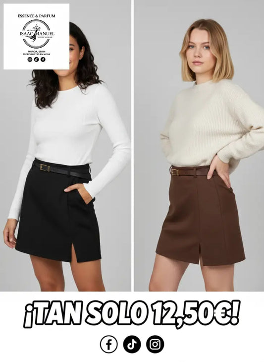 Falda Pantalón con Cinturón y Abertura Frontal – Estilo y Comodidad Falda pantalon
