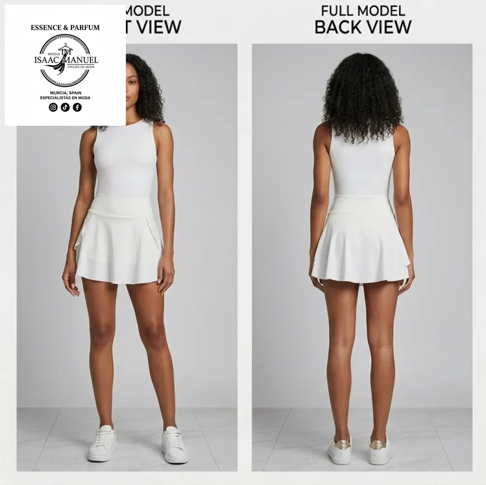 Falda Pantalón Mujer de Licra con Short Interior | Tallas S/M y L/XL BZM129 Blanco / SM Faldas