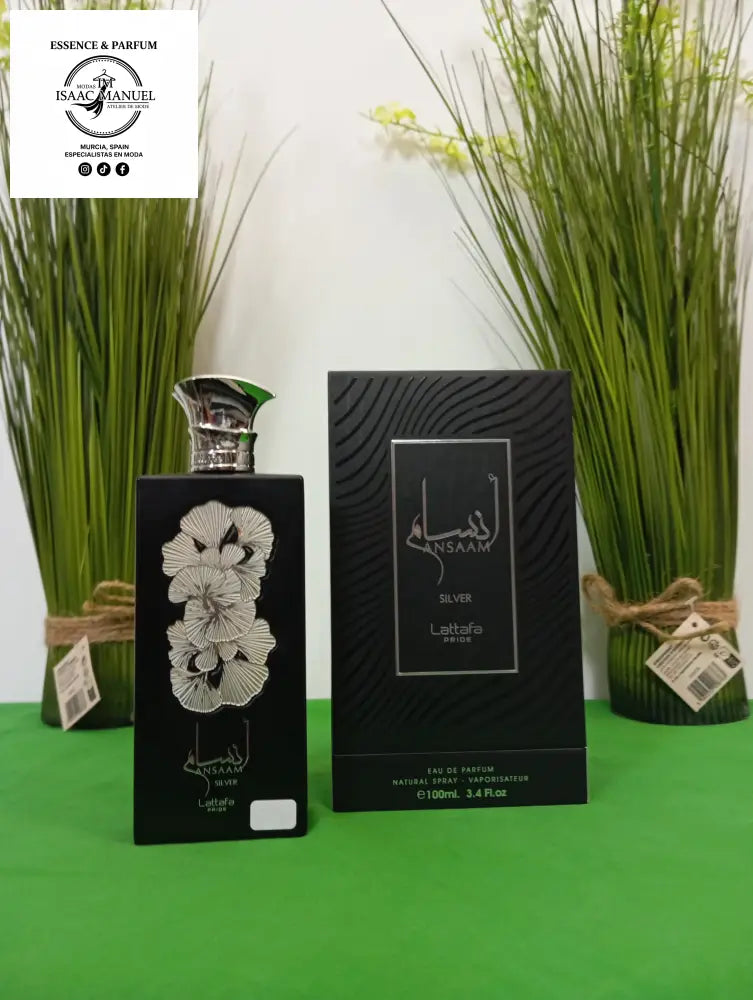 Perfume caja y frasco de Ansaam Silver de lattafa