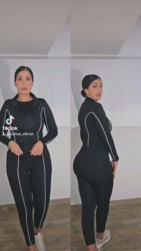 Conjunto INÉS de 2 Piezas con Licra y Ribetes en Contraste