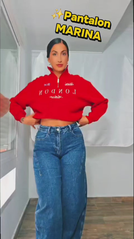 Pantalón Vaquero MARINA Ancho - Jeans Wide Leg Tiro Alto con Lyocell