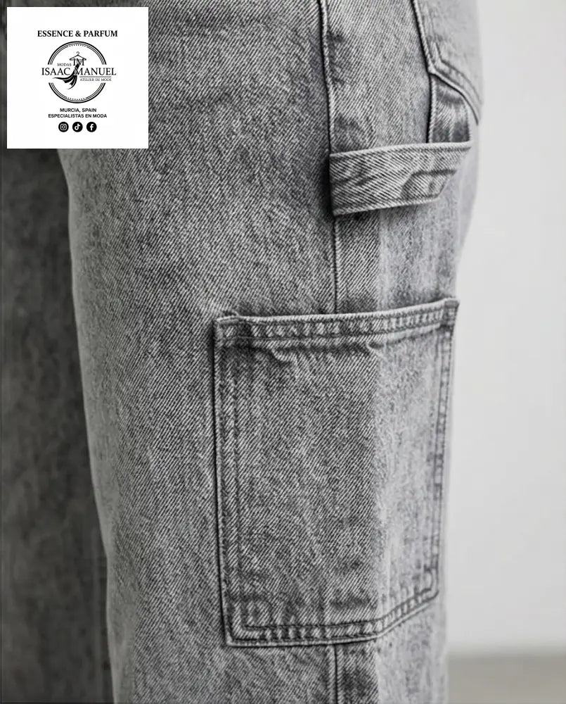Vaquero Gris Wide Leg Acid Wash | Moda Mujer XY775 - S - Pantalones